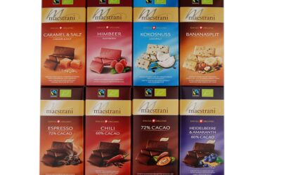 8 Sorten Schweizer Bio und Fair Trade Schokoladentafel von Maestrani, lies weiter